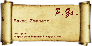 Paksi Zsanett névjegykártya